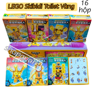 [ Màu Vàng ] Khay 16 hộp Lego Skibidi toilet màu vàng