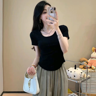 Áo thun ôm vạt bầu baby teeb croptop chất thun co giãn siêu xinh