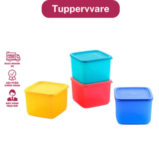 TUPPERWARE_Bộ Hộp Bảo quản thực phẩm Tupperware Medium Square Round dung tích 1L (4 Hộp) nhựa nguyên sinh