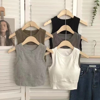 Áo thun croptop nữ mềm mát in chữ xinh xắn kèm mút tiện lợi