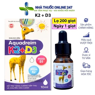 Vitamin nhỏ giọt Aquadreim K2+D3, bổ sung vitamin d3 cho trẻ nhỏ, giúp hấp thụ d3k2 canxi, giảm còi xương, tăng chiều ca