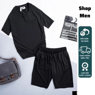 Bộ thể thao hàng hiệu logo thêu chất mát logo thêu Shop Men MK819. Set mùa hè cổ tròn túi khóa dây rút mẫu mới 2024