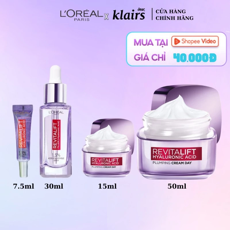 Serum và Kem Dưỡng L'Oréal Revitalift 1,5_ hyaluronic acid Căng Từng cm Chỉ sau 7 ngày