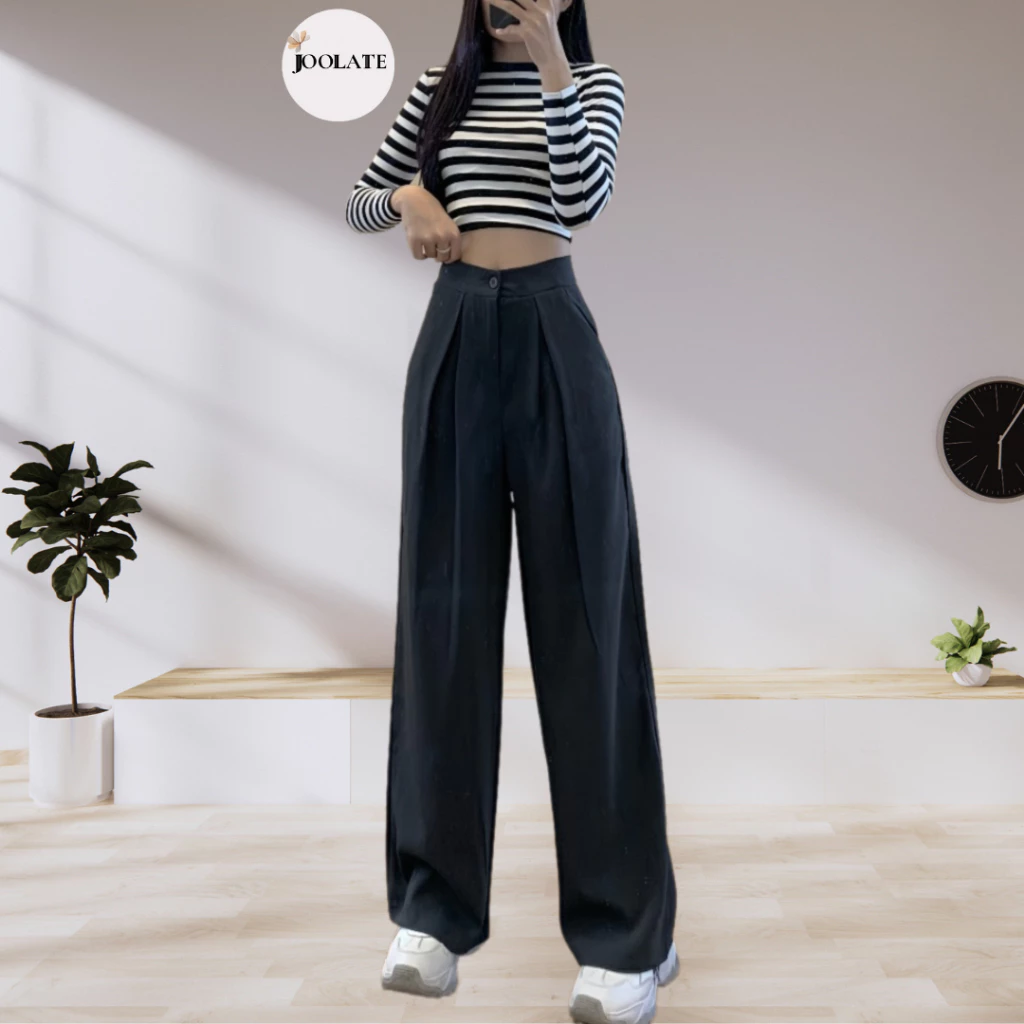 Quần tây ống rộng culottes Joolate dáng suông xếp ly chất GOLD 388 P2K8