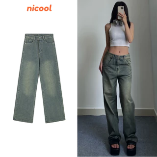 Quần Jean Nữ ống suông Wash cao cấp siêu hot Nicool N41-Q15