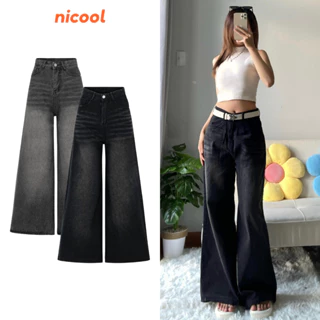 Quần Jean Nữ SUÔNG ỐNG RỘNG WASH kiểu TRENDY màu bụi cực chất Nicool N41-Q41