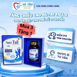 [Combo 3 tặng 1] Nutri Tall 2 Tăng chiều cao chuyên biệt cho trẻ 8-18 tuổi - Bổ sung Canxi Hữu Cơ, Vitamin D3, MK7