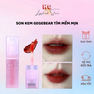 [Đơn từ 2 son kèm Quà] Son kem Gegebear vỏ tím pastel xinh xắn dễ thương giúp trang điểm môi mềm mại