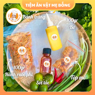 Bánh Tráng Phơi Sương Combo Tóp Mỡ Muối Tép Hành Phi Tiệm Ăn Vặt Mẹ Bống