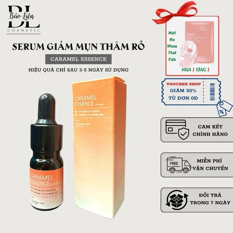 Serum giảm mụn Caramel Essence 5ml hỗ trợ sạch mụn mờ thâm (gian hàng phụ)