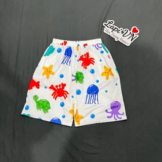 [2 SIZE] Quần Lưng Thun Mặc Nhà In Hình Hoạt Hình SV Biển Cute -Lapi VN ,Nam Nữ Đều Mặc Được, Short Lửng Thú Unisex