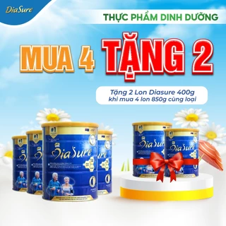 Mua 4 Tặng 2 Lon 400G, Thức Uống Dinh Dưỡng Diasure 850G, Bổ sung Nano Canxi, Omega3, Protein HMB Cải Thiện Đường Huyết