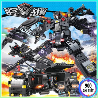 [900 Chi Tiết] Bộ đồ chơi lắp ráp Lego Cảnh Sát Swat 900 Chi Tiết, Kèm Xếp Hình Lego Máy Bay, Xe tăng, Trực Thăng