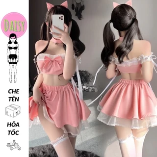 Cosplay nàng miêu nữ mèo con phong cách nữ sinh Nhật Bản JK gợi cảm - váy ngủ hóa trang Hello Kitty sexy