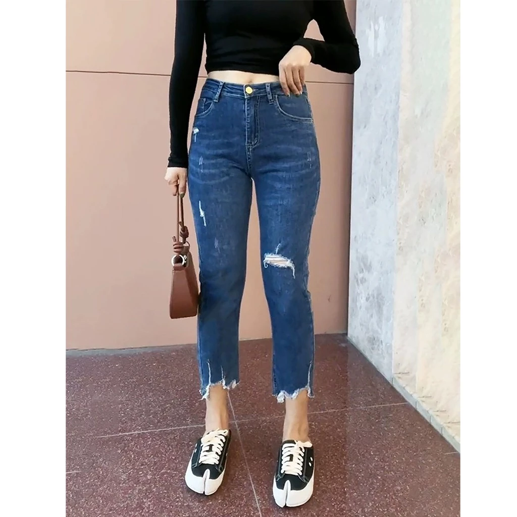 Quần Jeans Nữ 9 Tấc Skinny Jean  Phom Ôm Lưng Cao Co Dãn Mạnh BigSize Phom Ôm 0085 4464