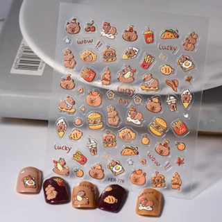 Sticker PVC CAPYBARA 1 Tấm Cute Hình Dán Móng, Trang Trí Sổ Tay, Bullet Journal