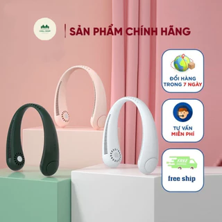 Quạt đeo cổ mini tích điện có dung lượng pin lớn, Quạt đeo cổ không cánh gió mạnh, kèm bộ sạc USB