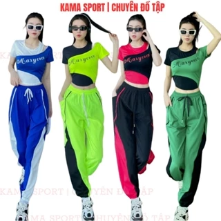 Bộ thể thao nữ MR02 áo chất thun mềm mát, quần chất gió thoải mái tập gym, nhảy zumba, aerobic, yoga