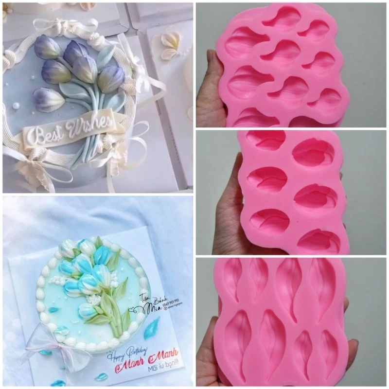 khuôn silicon hoa bay hoa tuy líp tổng hợp khuôn fondant nhấn đậu cánh bay