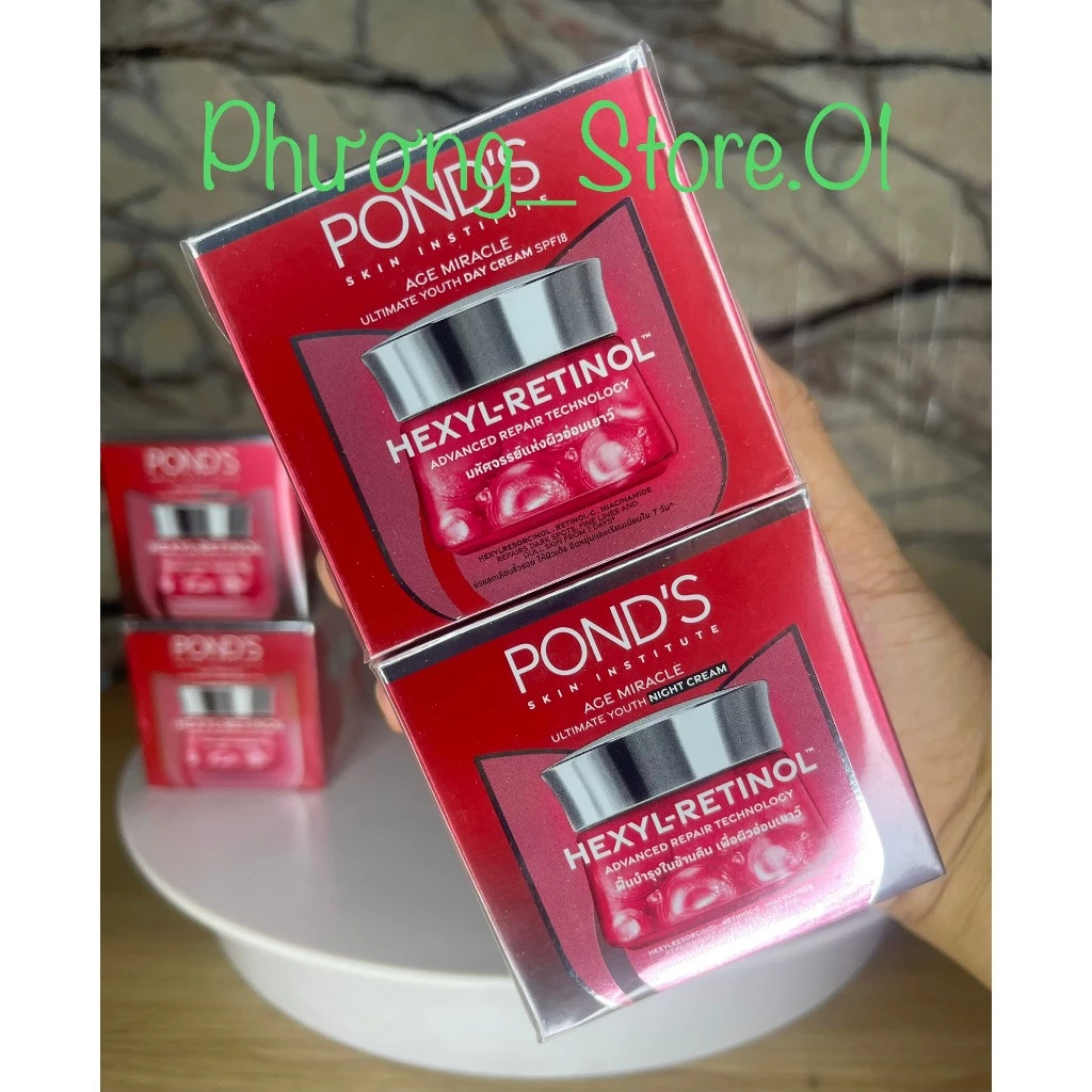 [ Combo mẫu mới ] Bộ kem dưỡng da Ponds Age Miracle Ngăn ngừa lão hóa Ngày và Đêm 45g/ hộp. Thái Lan chính hãng