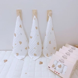 Hộp 3 Khăn Sữa 6 Lớp Monona Muslin Organic Dày Đẹp Mềm Mại Cho Bé Size 25x 25cm