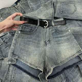 Quần đùi short jean nữ co giãn okm body cắt line xịn loại 1