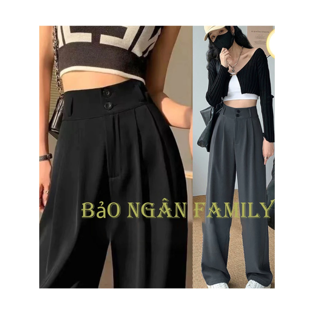 ❤️[Quần Ống Rộng Lưng Cao 2 Khuy-Dáng Dài 100cm], Culottes nữ Big Size Cạp Cao 7cm Vải đẹp tại Bảo Ngân Family