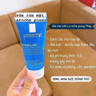 Sữa Rửa Mặt La Roche Posay Dạng Gel Giảm Mụn, Kiềm Dầu Effaclar Gel mini 50ml