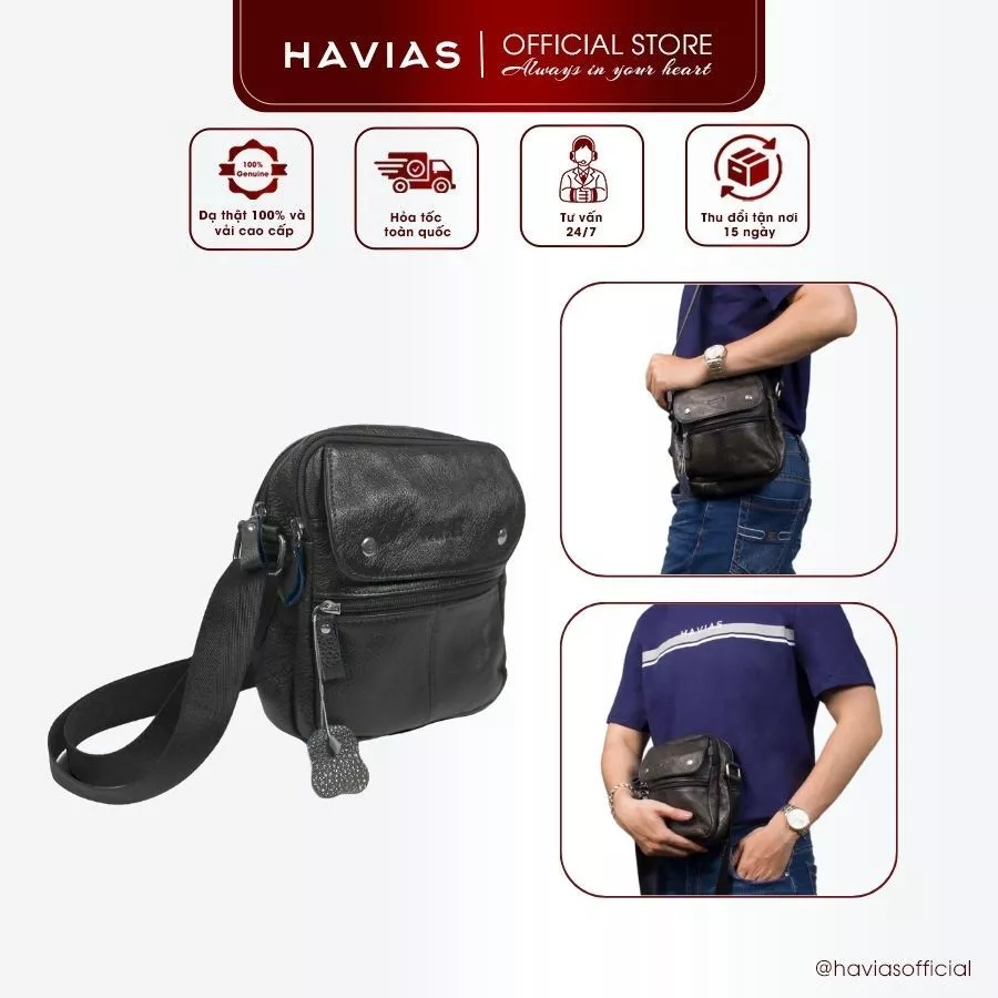 Mesa2 HAVIAS túi đeo chéo da bò thật Vachetta cao cấp không đụng hàng