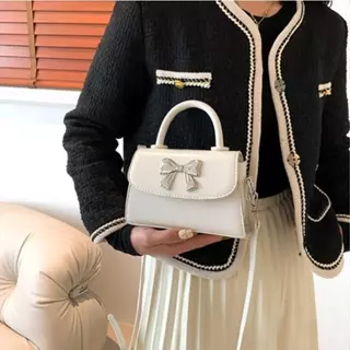 Túi xách nữ da đẹp đeo chéo xách tay túi mini Bag giá siêu rẻ siêu bền hoạ tiết nơ bạc siu xinh hot hit