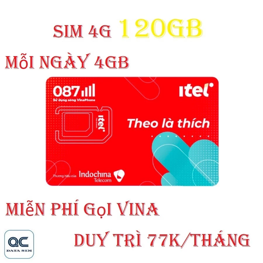 Sim 4G itel vina mỗi ngày 4GB gọi vina miễn phí 0d