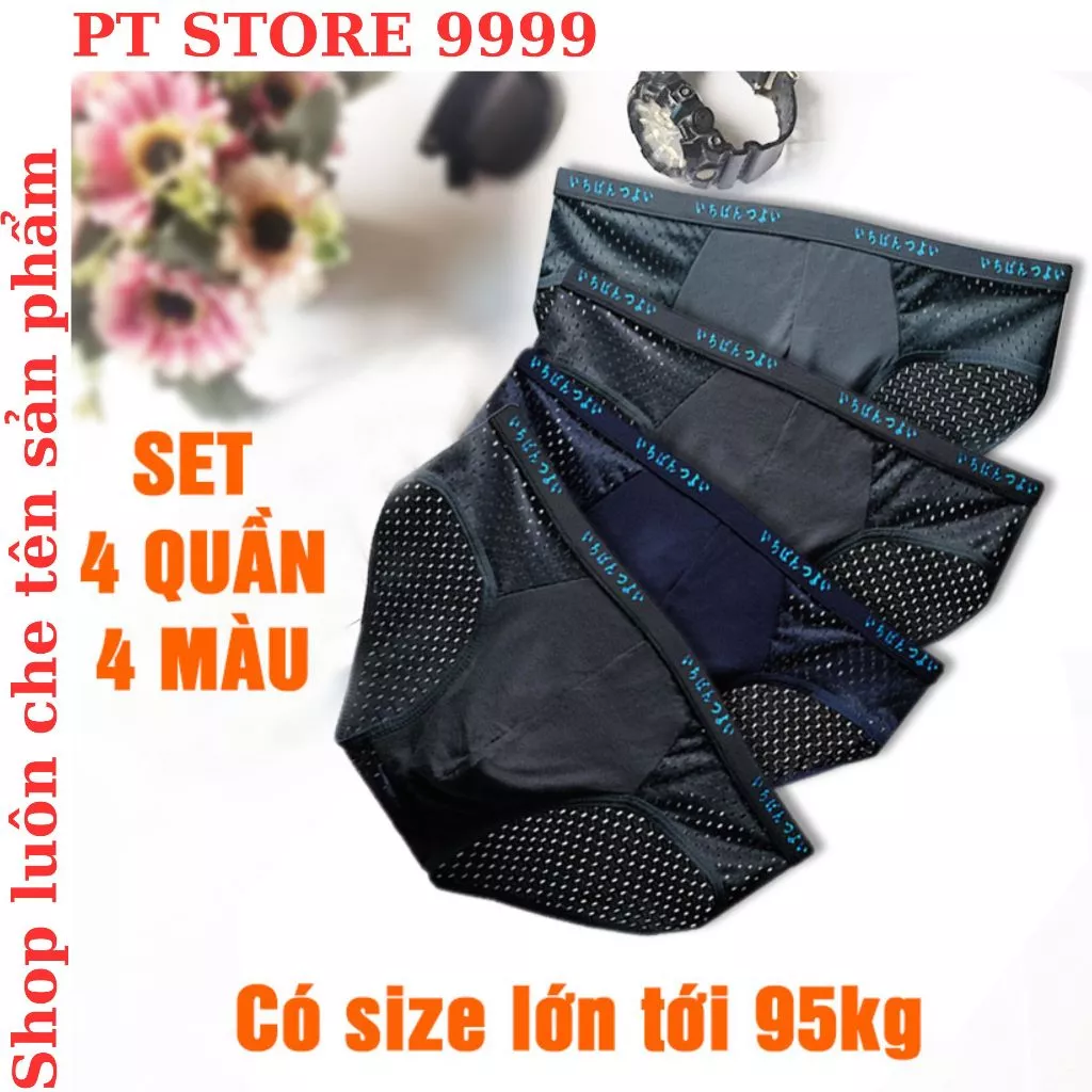 Set 4 -QUẦN SỊP NAM TAM GIÁC LƯỚI NHẬT-QUẦN LÓT NAM THÔNG HƠI- QN01