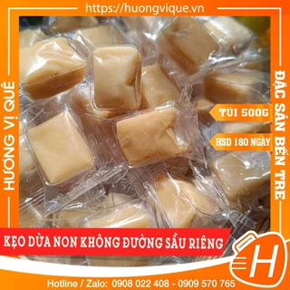 Kẹo Dừa Non Không Đường Sầu Riêng - Túi 500g - Đặc Sản Bến Tre