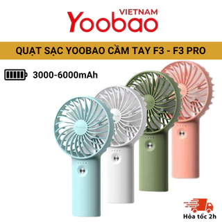 Quạt sạc mini cầm tay tiện lợi YOOBAO F3-F3 Pro pin 3000mAh/6000mAh - Thiết kế nhỏ gọn tích hợp cổng sạc dự phòng