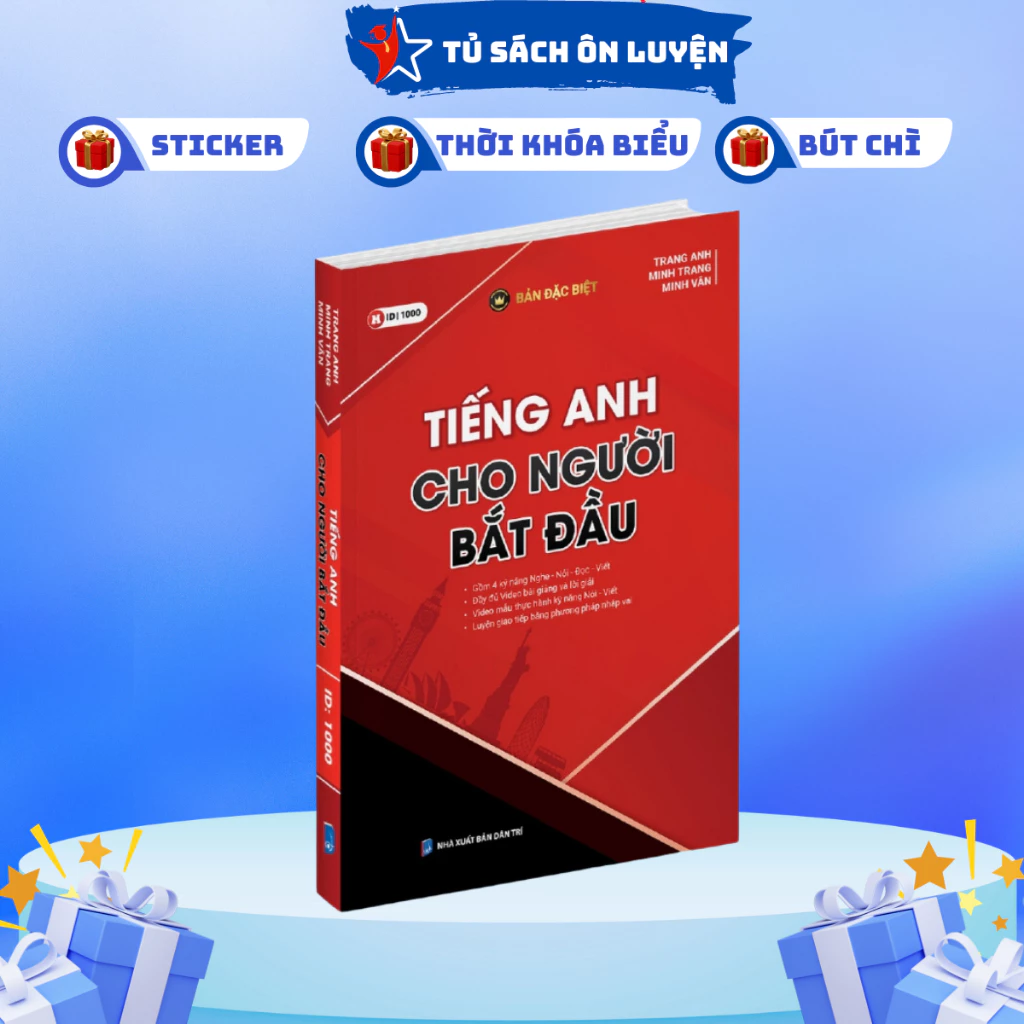 Sách- Tiếng Anh Cho Người Mới Bắt Đầu Bản Đặc Biệt Đầy Đủ 4 Kĩ Năng Nghe- Nói- Đọc- Viết