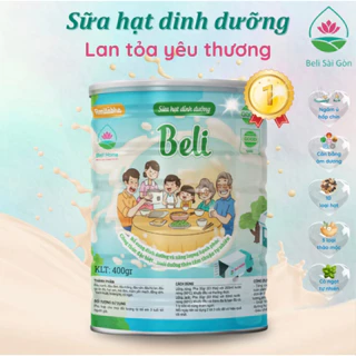 Sữa hạt dinh dưỡng Beli 10 loại hạt 4 loại đông y, ngũ cốc thuần chay không đường Gluco 400g (lon)