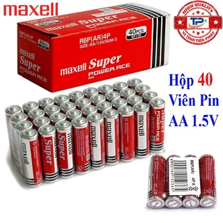 Hộp 40 viên pin Tiểu AA / 2A Maxell Super Power Ace R6P 1.5V Chất Lượng Cao, Siêu Bền dùng cho Micro, Đồng Hồ, Đồ Chơi