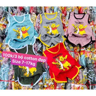 Bộ cotton đep cho bé trai, set đồ hè cho bé trai và gái size 7-17kg