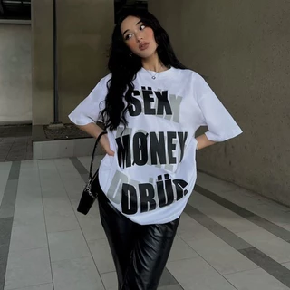 Áo Phông Nam Nữ In Nổi Chữ Sex Money Drug Siêu Đẹp - Áo Phông Sex Money Drug Tay Lỡ Nam Nữ From Rộng Unisex Hot