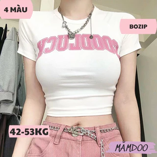 Áo Croptop NỮ GOODLUCK Cổ Tròn Tay Ngắn Ôm Body [ CÓ HÌNH THẬT], Áo Thun NỮ Croptop Kiểu HÌNH In Chất Borip DÀY MĂMDOO