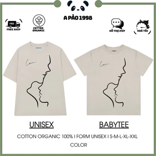 [ÁO COUPLE] Áo Thun Đôi Form Rộng Unisex, Babytee. Áo Cặp LINE LOVE 100% Cotton Organic 250Gsm.