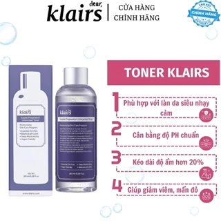 [CHÍNH HÃNG 100%] Toner dưỡng ẩm Klairs, nước hoa hồng cân bằng da không mùi, dưỡng ẩm tức thì - 180ML Mẫu Mới