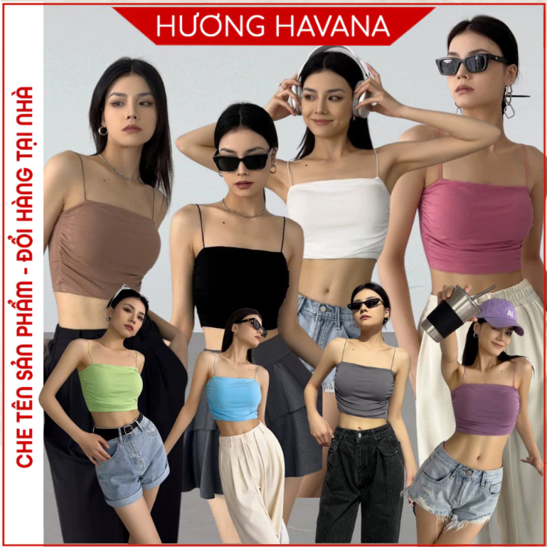 Áo bra quây ngang dáng croptop đệm mỏng may liền dây sợi bún, chất liệu cotton co giãn 4 chiều FLA638