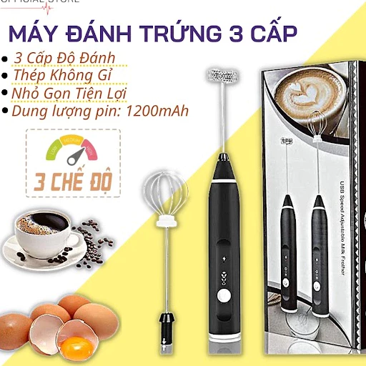 Máy Đánh Trứng, Đánh Sữa Và Tạo Bọt Cafe Cầm Tay 3 Tốc Độ Sử Dụng Pin Sạc Cao Cấp ( didooglt )