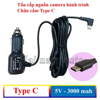 Tẩu cấp nguồn cho camera hành trình, chân cắm Type C, điện ra 5V - 3Ah, chữ L