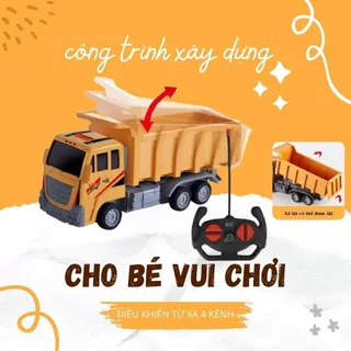 Xe ben - Điều khiển từ xa (RC), nâng hạ thùng ben, lốp cao su, đồ chơi xe công trình cho bé