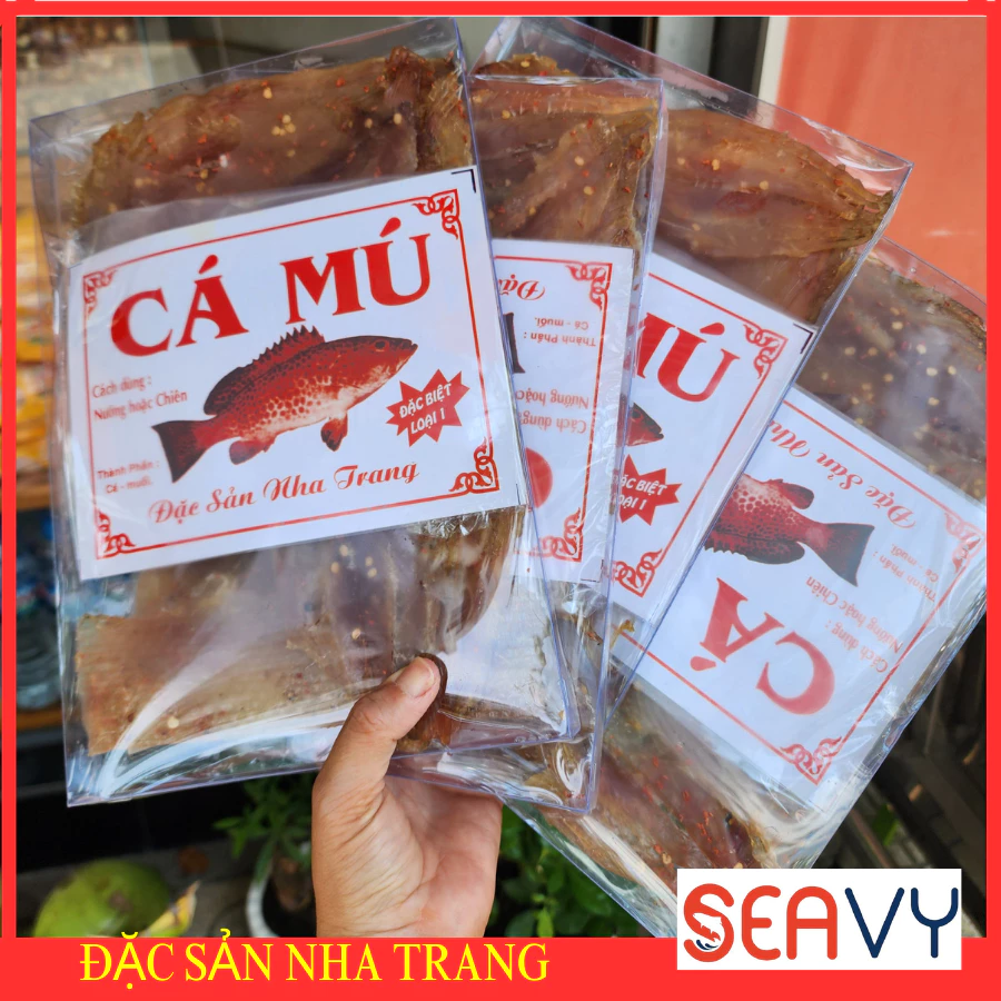 🐟🌶️ Cá mú khô ớt đỏ phi lê tẩm gia vị, Đặc sản Nha Trang hộp 250gr - Seavy 🐟🌶️