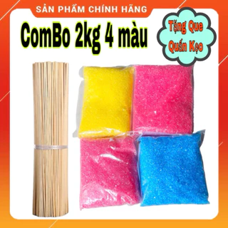 ComBo 2kg Đường màu làm kẹo bông gòn.( Tặng que quấn kẹo)