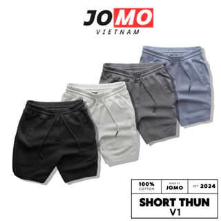 Quần Short Nam Ngắn Lưng Thun Cao Cấp BASIC BLACK JOMO ST231201D vải pique cá sấu