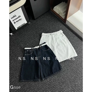 Quần sooc short jeans bò ngắn jean ngố trơn kèm đai trắng QS175 3110